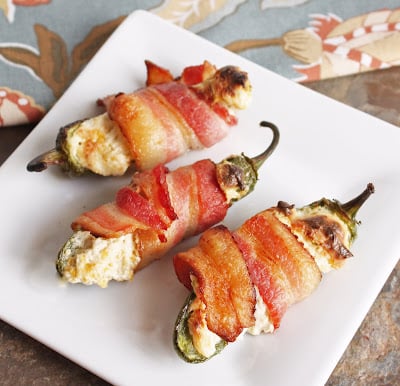 Delicious keto friendly bacon wrapped low carb jalapeño poppers!
