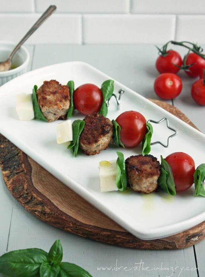 caprese meatball skewers low carb and gluten free
