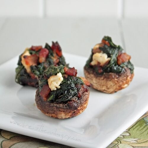 bacon, spinach and feta low carb stuffed mushrooms