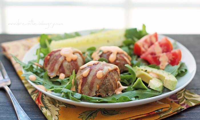 low carb turkey club meatball recipe from ibreatheimhungry.com