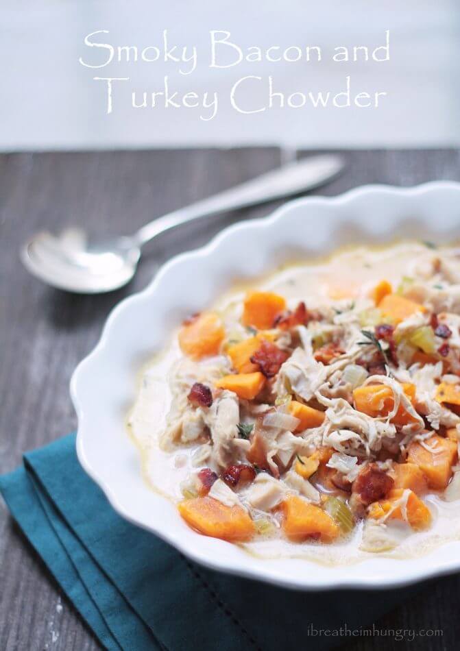 low carb turkey chowder recipe from ibreatheimhungry.com