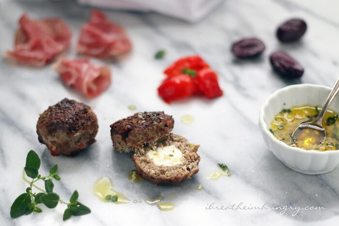 A low carb and gluten free meatball recipe from Mellissa Sevigny of I breathe Im Hungry
