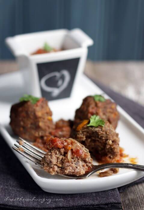 A low carb and gluten free meatball recipe from I Breathe I'm Hungry