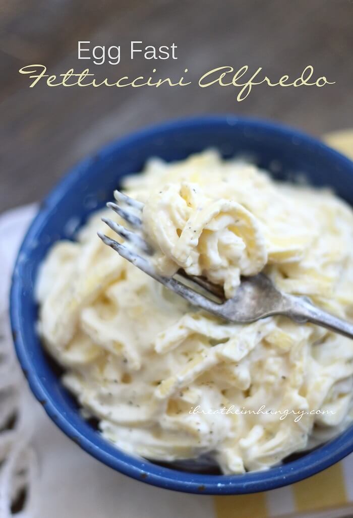 A keto and atkins diet friendly fettuccini alfredo recipe from Mellissa Sevigny of I Breathe Im Hungry