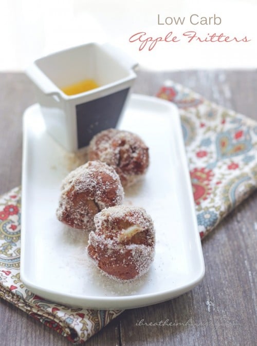 A low carb and gluten free apple fritter recipe from Mellissa Sevigny of I Breathe Im Hungry