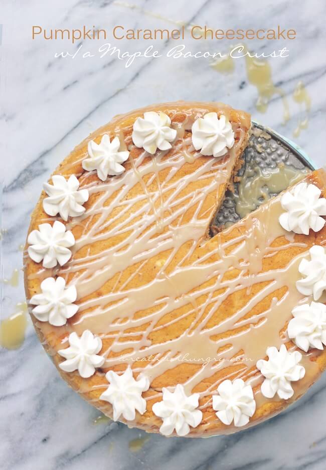 Keto Pumpkin Cheesecake with caramel glaze
