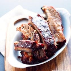 These Smoky Rhubarb BBQ Ribs are sugar free, low carb, and keto friendly - they are also SUPER DELICIOUS. The sauce can also be used on chicken! ibreatheimhungry.com