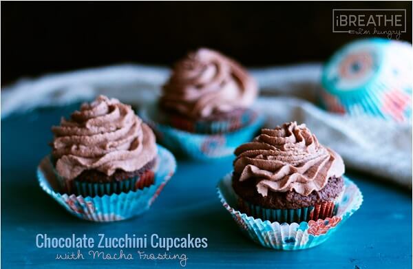 These delicious low carb Chocolate Zucchini Cupcakes with Mocha Frosting are rich and fluffy perfection! Gluten free and Keto friendly too!