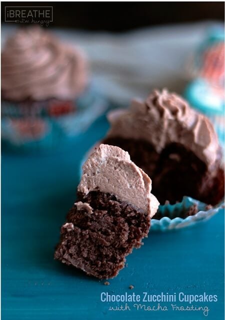 These delicious low carb Chocolate Zucchini Cupcakes with Mocha Frosting are rich and fluffy perfection! Gluten free and Keto friendly too!
