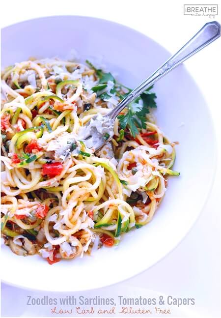 Zoodles with Sardines, Tomatoes, and Capers
