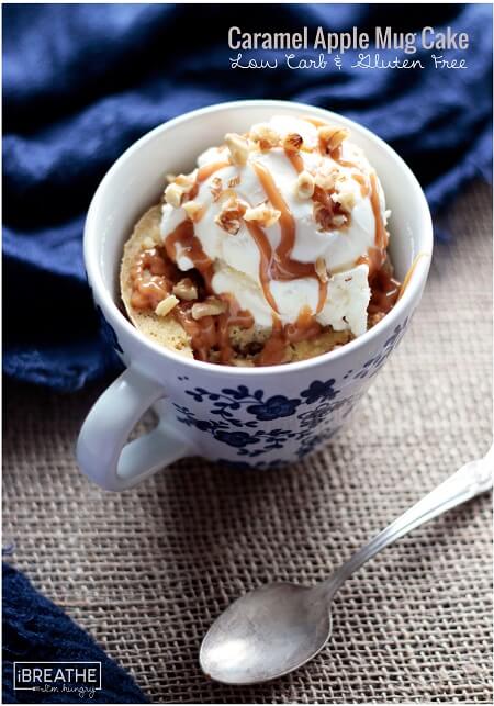 A delicious fall inspired low carb mug cake recipe that is also gluten free!