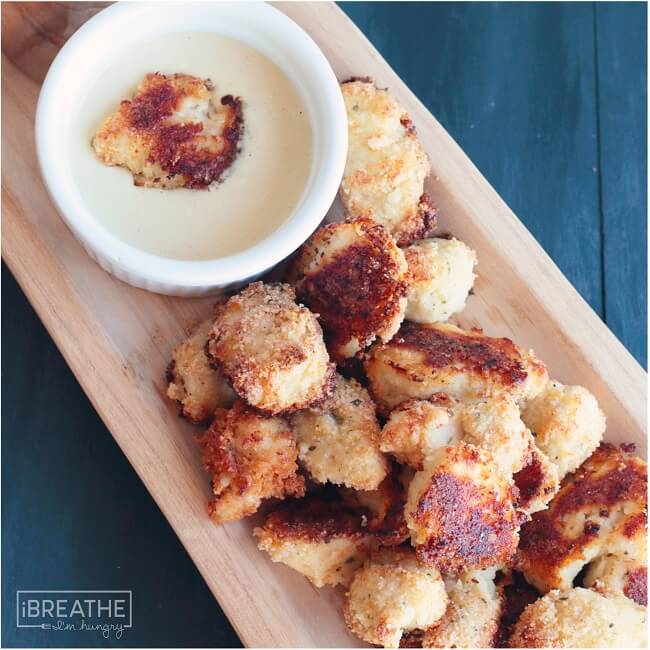 A low carb maple dijon dipping sauce for ranch popcorn chicken