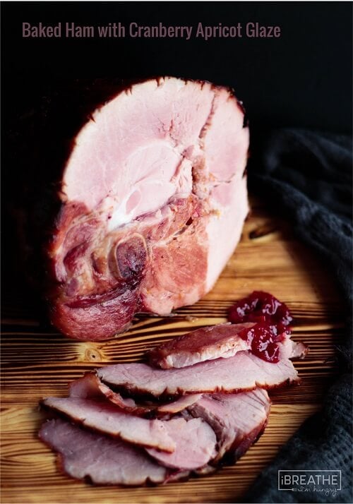 This delicious low carb baked ham with Cranberry Apricot Glaze