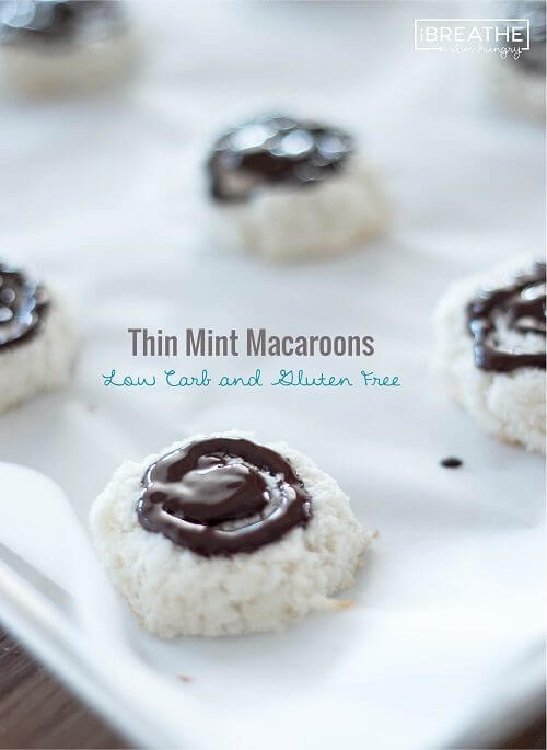These easy Low Carb Thin Mint Macaroon cookies taste like your favorite thin mint candies! Low Carb, Dairy Free, Gluten Free