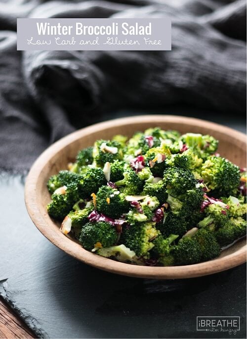 This delicious low carb broccoli salad has a lively dressing that is creamy and light with a punch of ginger and citrus!