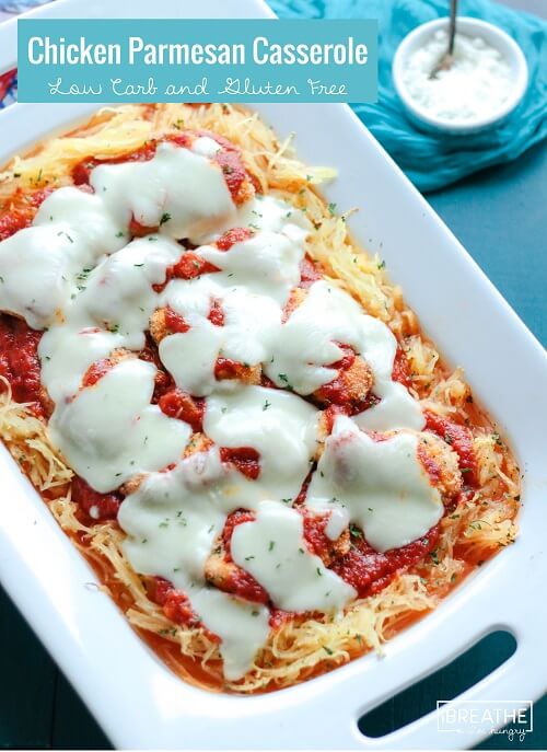 This keto friendly chicken parmesan casserole will be a hit with the whole family! Low carb and gluten free!