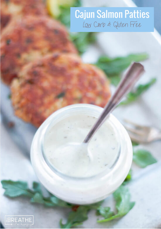 These Cajun Salmon Patties are made even more delicious with Hidden Valley Ranch Cilantro Lime Dressing as a dipping sauce!