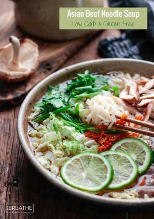 Gluten free and loaded with flavor this Asian Beef Noodle Soup is low carb and super healthy!