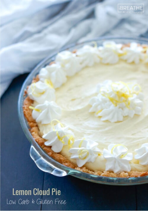 Lemony and sweet, this easy low carb lemon cloud pie is perfect for any cookout!