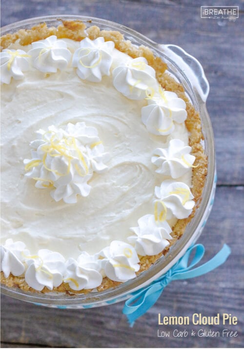 This easy lemon pie is perfect for any party or BBQ and keeps well in the fridge for days! Keto, Atkins and Gluten Free!