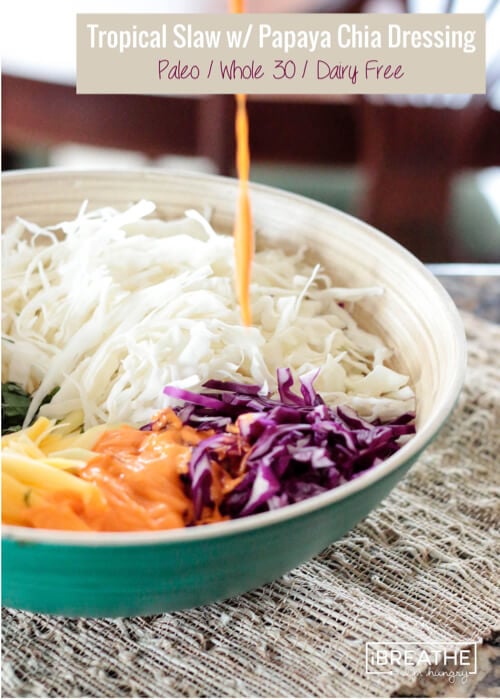This easy and delicious tropical slaw recipe is perfect for all of your summer party needs! Vegan, Paleo & Whole 30 approved!