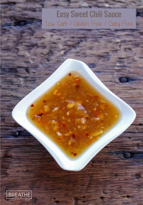 This easy sweet chili dipping sauce is the perfect low carb condiment! Adjust the spiciness to your preference! Perfect on chicken, shrimp or fish!