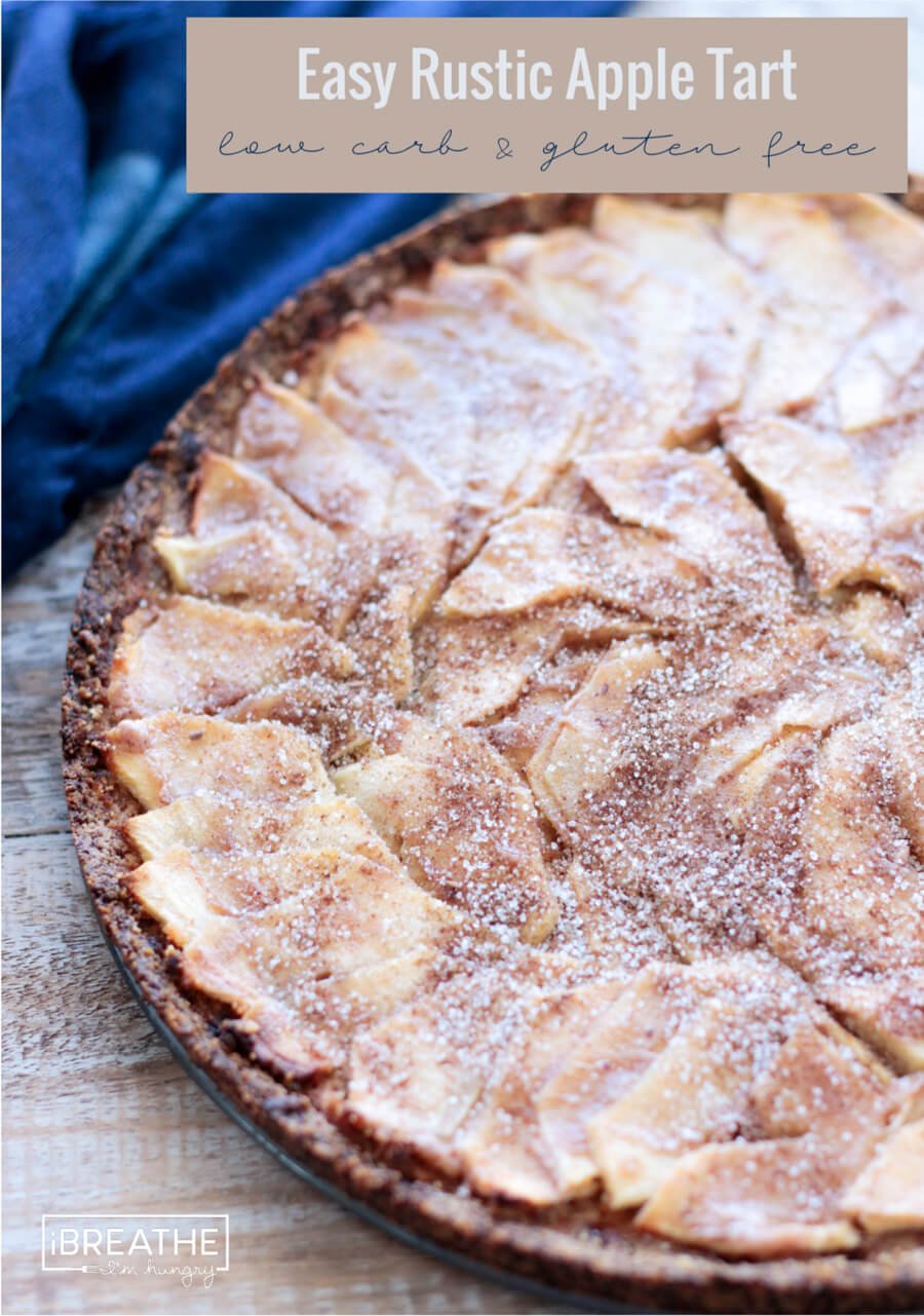 This easy rustic apple tart gives you all the flavor of apple pie without the tedious rolling of crusts! Low Carb and gluten free!