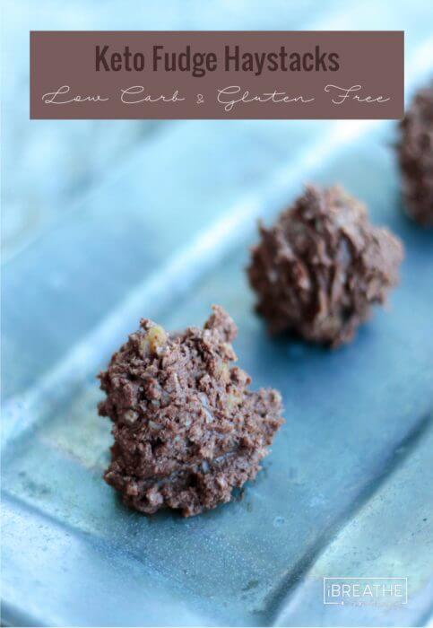 These low carb keto chocolate fudge haystacks are loaded with cocoa powder, coconut, and walnuts! Make them in just five minutes!
