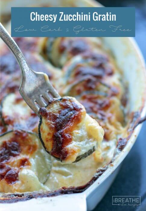 Keto Easy Cheesy Zucchini Gratin - the perfect family friendly low carb side dish recipe!