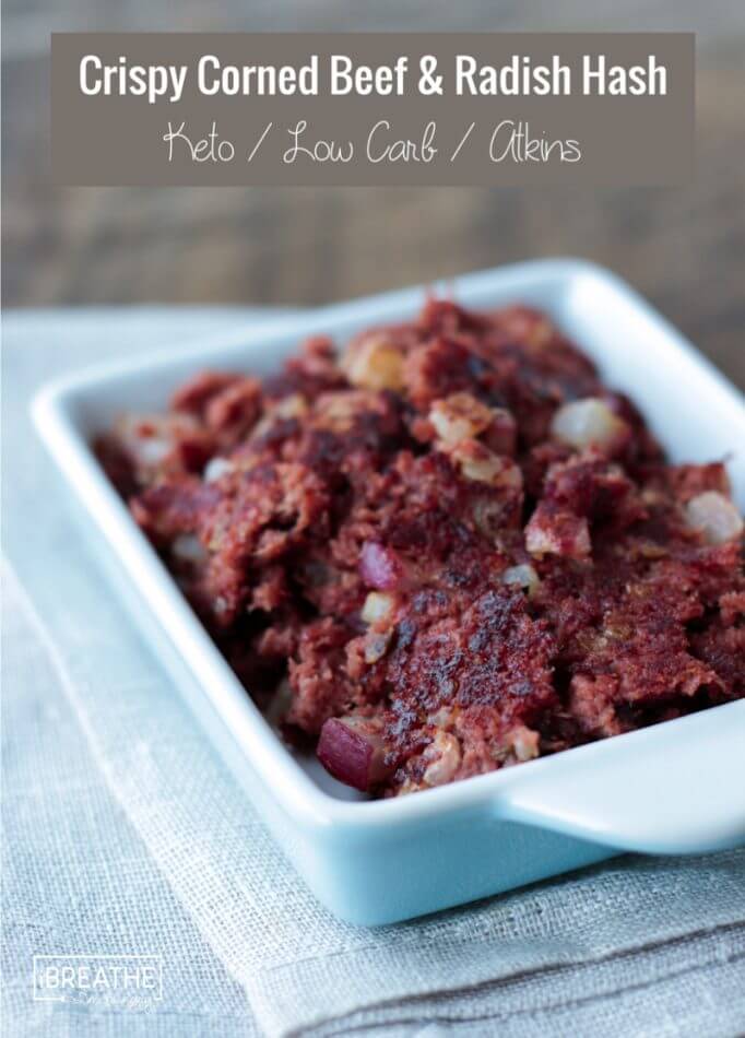 Easy Keto Crispy Corned Beef Hash with radishes is low carb and gluten free too!