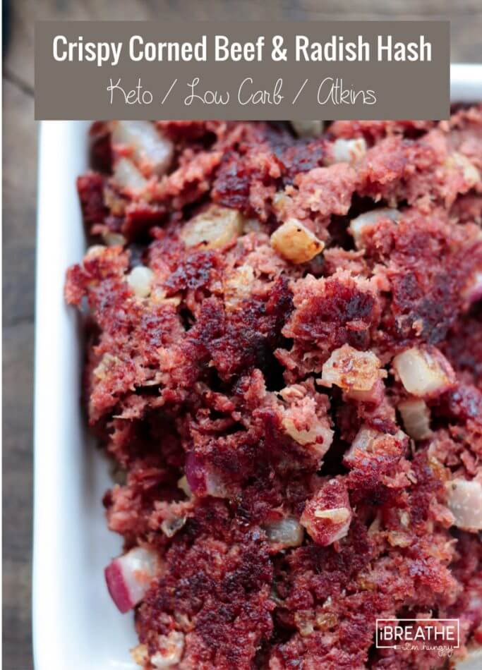 A fantastic keto Crispy Corned Beef Hash made with radishes!