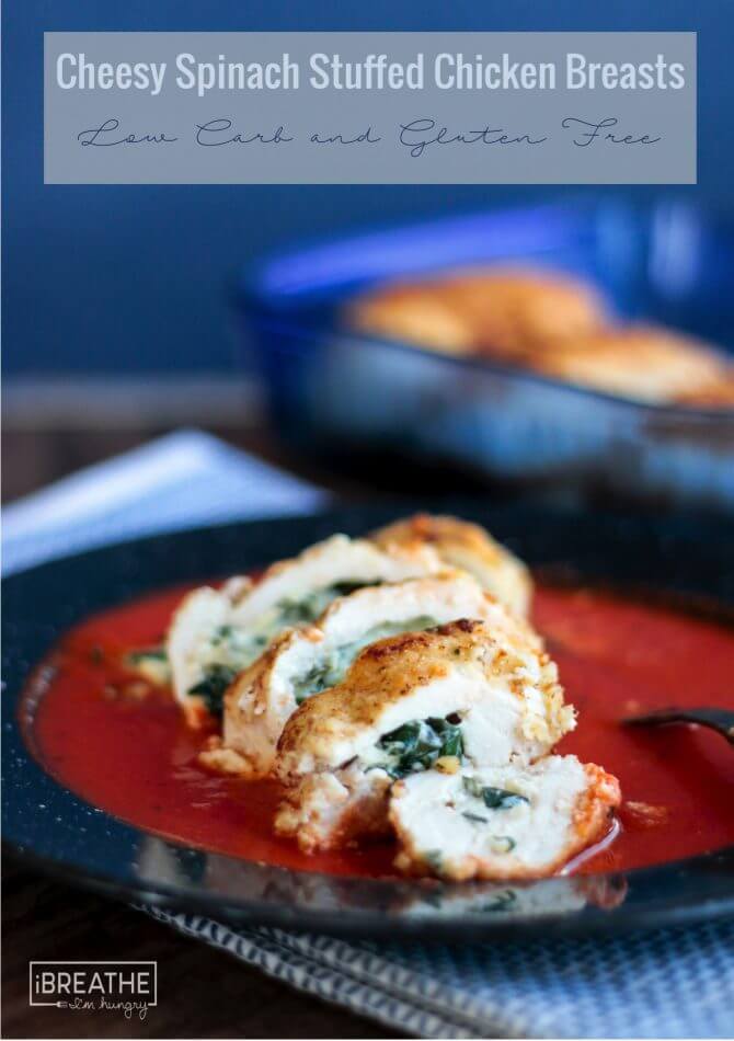 Cheesy Spinach Stuffed Chicken Breasts - low carb, atkins, keto, gluten free
