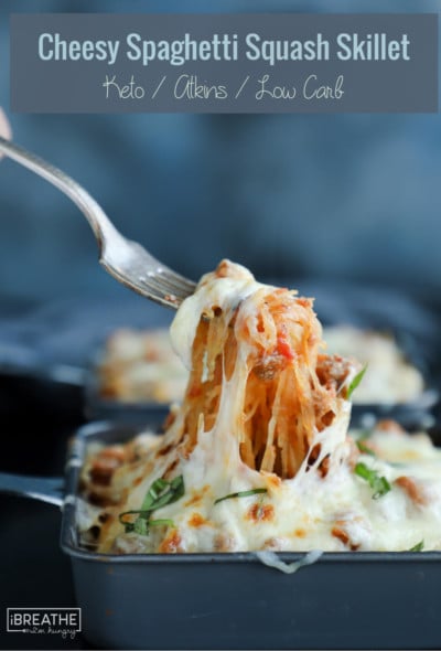This cheesy spaghetti squash skillet is so delicious & easy!