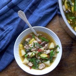 Bowl of Chicken and Vegetable soup from the IBIH 5 Day Keto Soup Diet