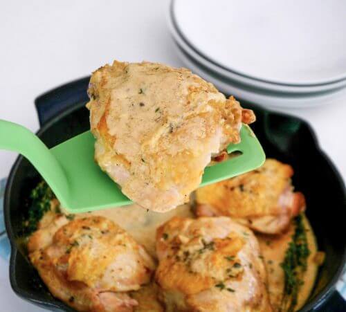 Perfect for busy weeknights, these keto dijon chicken thighs are made in one pan!