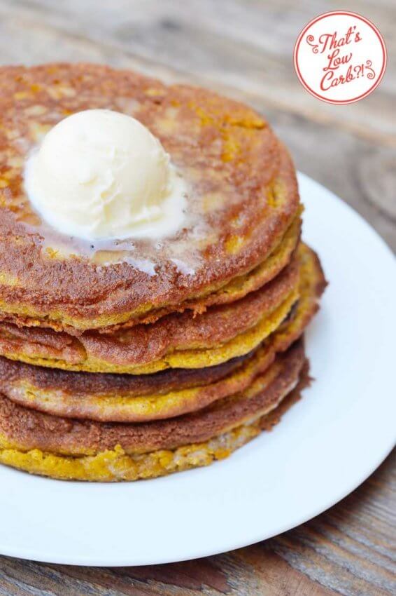 Stack of Keto Pumpkin Hotcakes with Butter