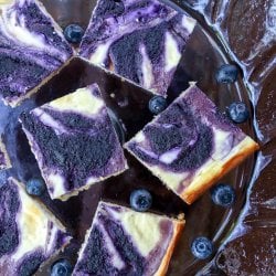 Easy Keto Blueberry Cheesecake Bars cut into squares