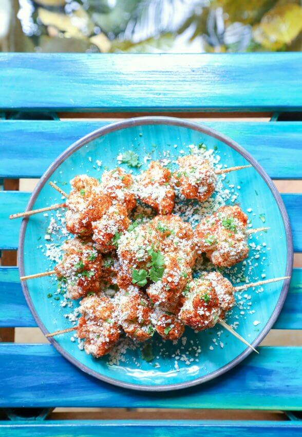 Keto Mexican Cauliflower on turquoise background