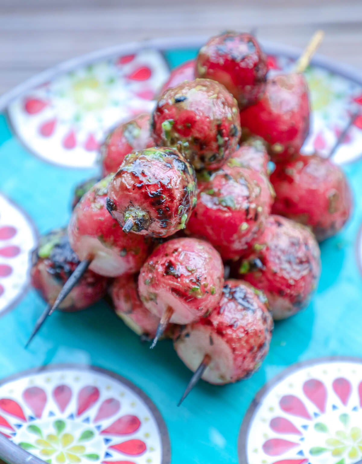 Keto Grilled Radish Skewers with Garlic & Herb Butter