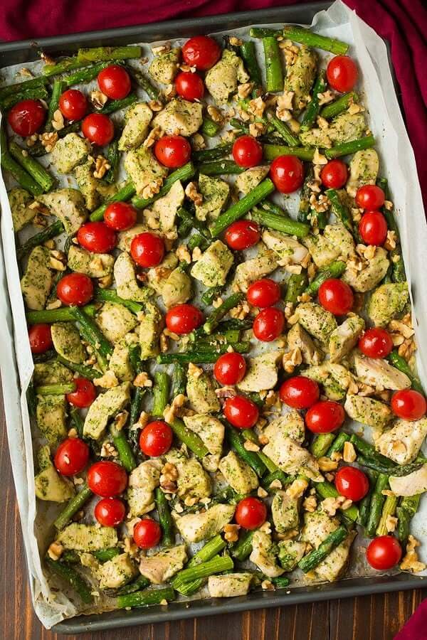 25 Best Keto Sheet Pan Meals - chicken and tomatoes