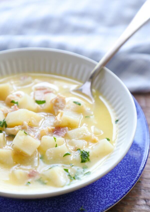 celery root in place of potatoes in this keto clam chowder recipe