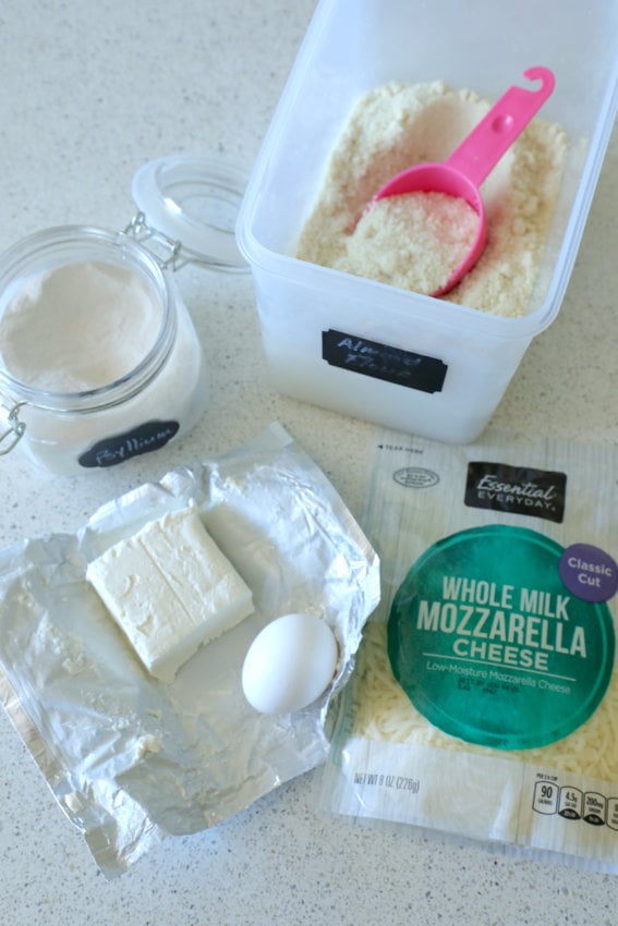 Ingredients for Easy Keto Dough as Mis en place.