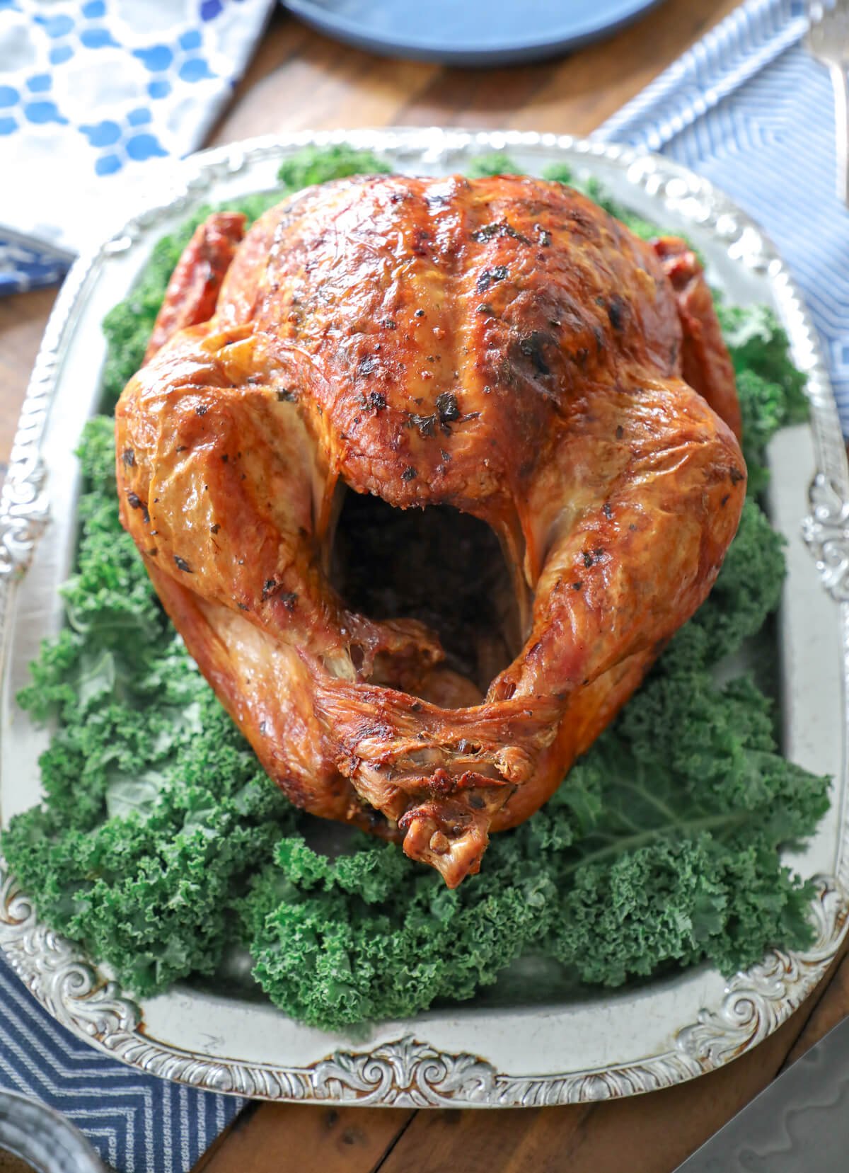 perfectly roasted turkey front view