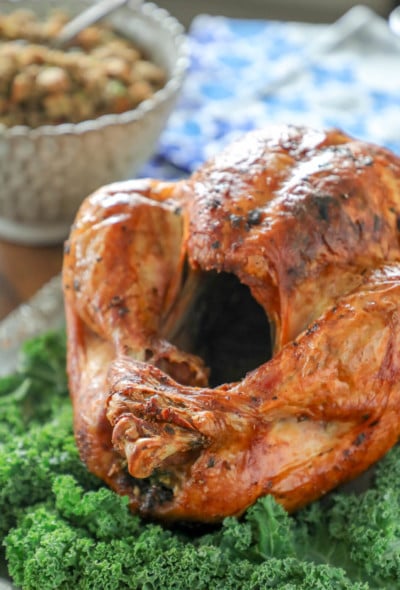 Easy Keto Roasted Turkey on a bed of green kale