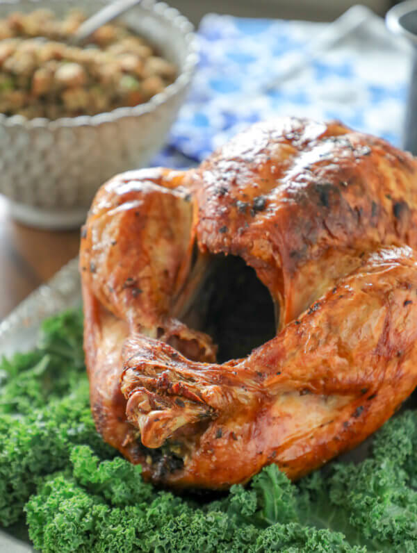 Easy Keto Roasted Turkey on a bed of green kale