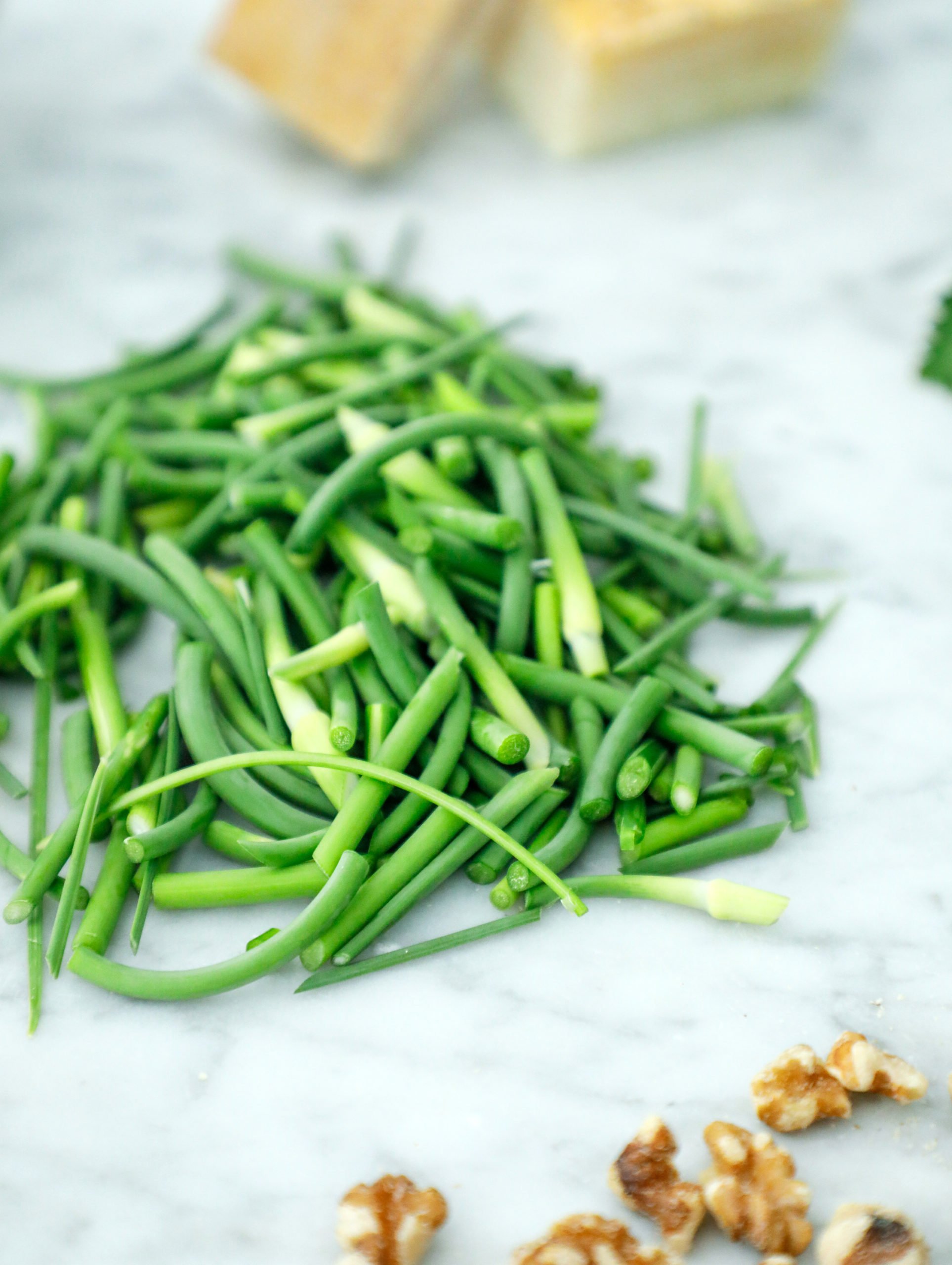 chopped garlic scapes